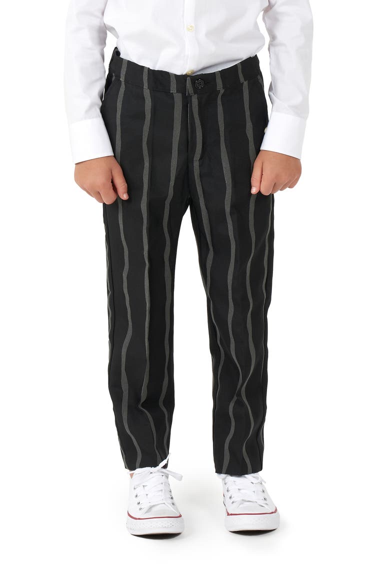 Kids' Suitmeister Oversize Pinstripe Two-Piece Suit with Tie, Alternate, color, BLACK