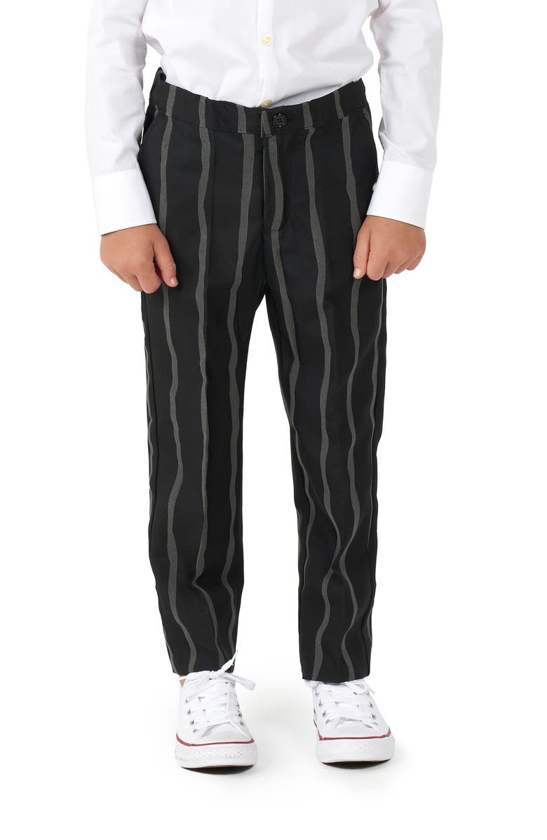 OppoSuits Kids' Suitmeister Oversize Pinstripe Two-Piece Suit with Tie, Alternate, color, Black