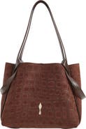 Christian Louboutin Small Bettina Croc Embossed Nubuck Leather Tote