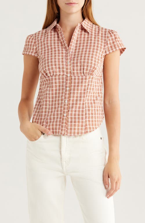 Shop Lioness Plaid Button-up Shirt In Pink Check