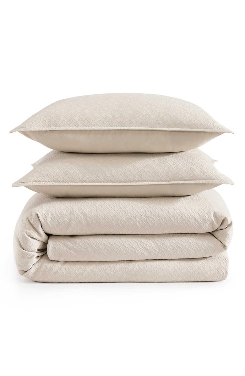 Tommy Hilfiger Monogram Matelassé Comforter & Pillow Shams Set, Main, color, Beige