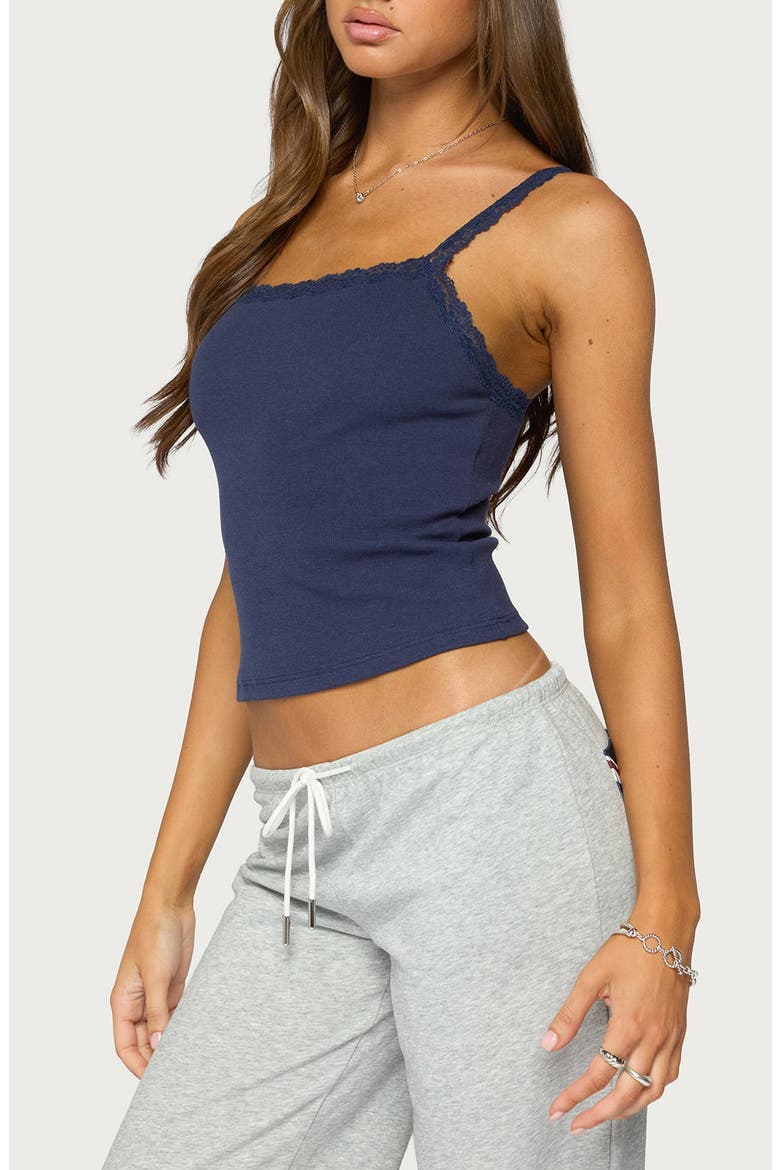 Luschia Lace Trim Tank Top, Alternate, color, NAVY