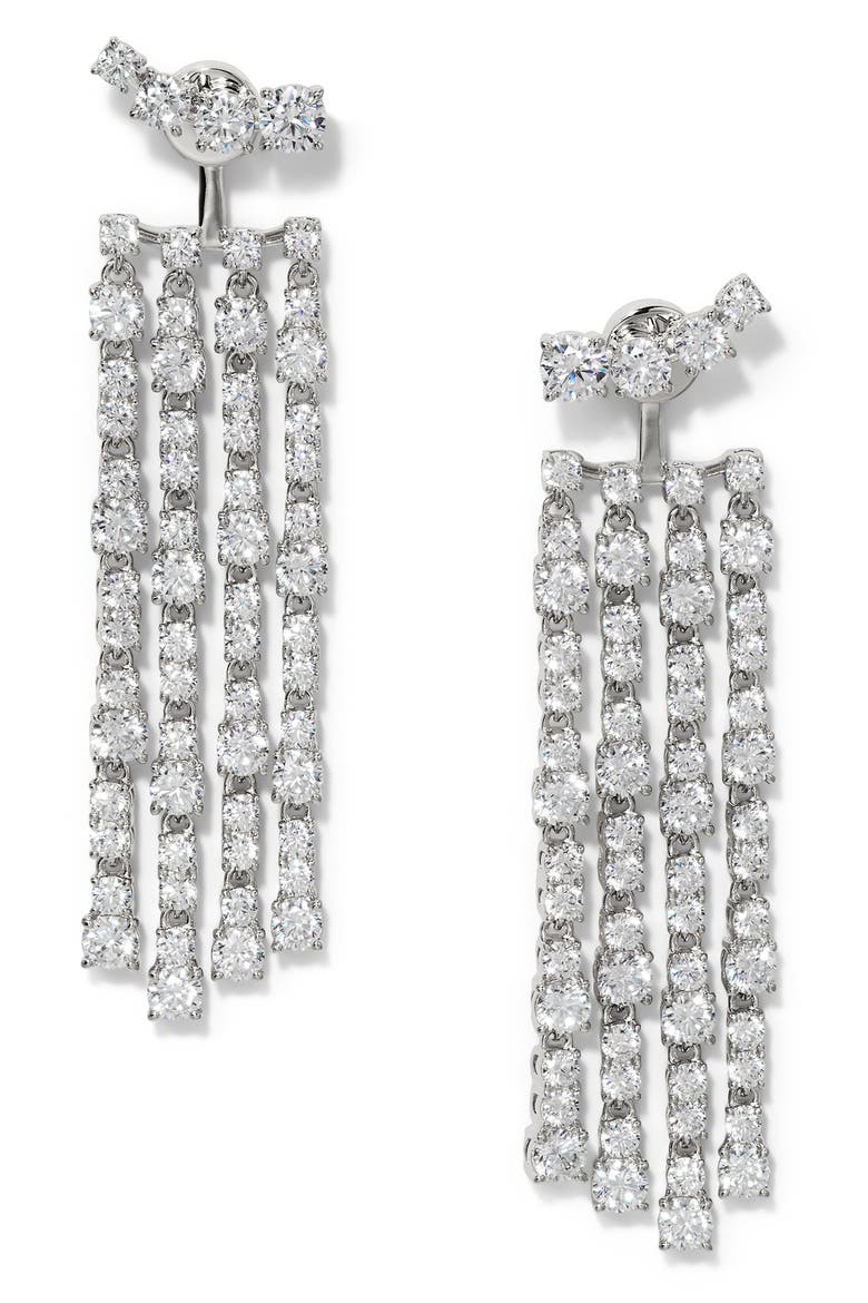 Fringe Drop Earrings, Main, color, RHODIUM