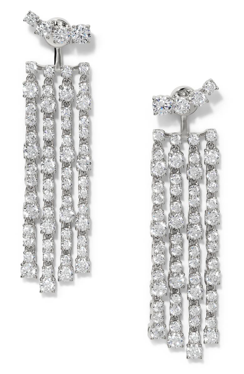 Nadri Fringe Drop Earrings, Main, color, Rhodium