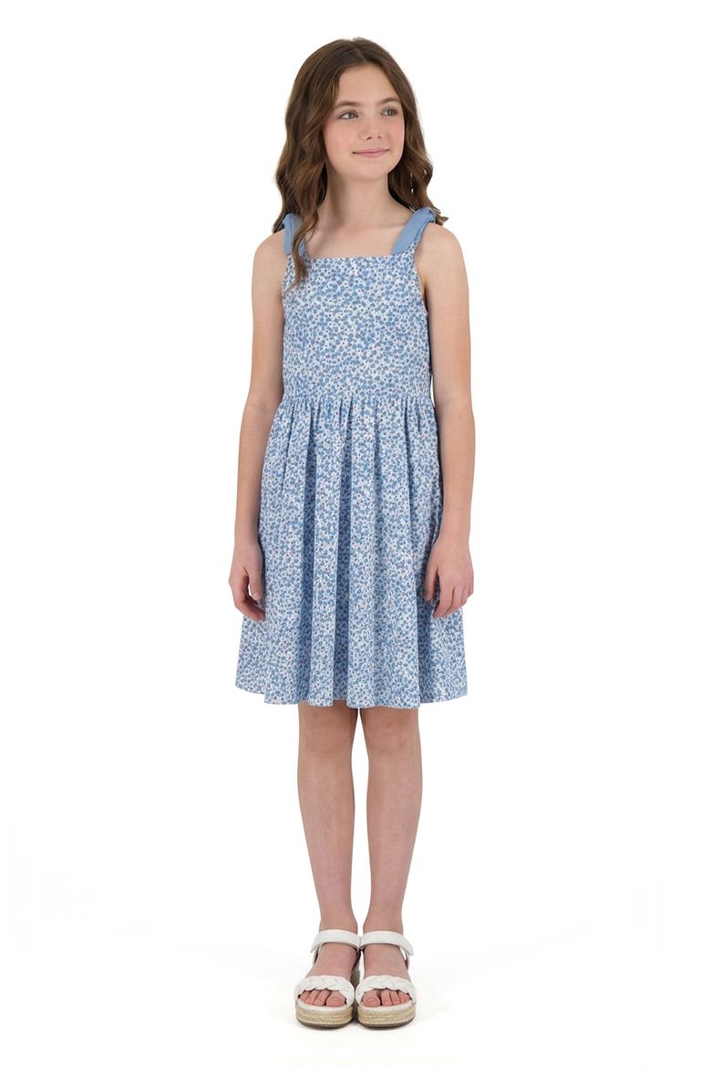 Kids' Cutout Ribbed Dress, Alternate, color, BLUE FLORAL