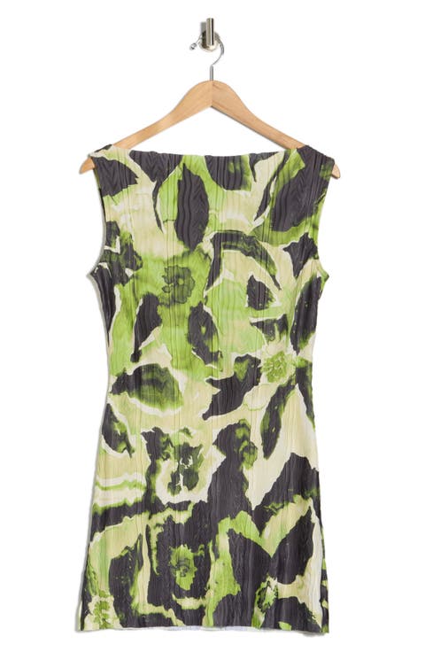 Floral Print Plissé Minidress