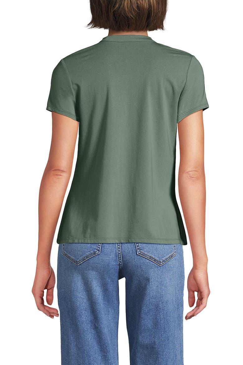 Short Sleeve Lightweight Jersey Button Pintuck Top, Alternate, color, Lily Pad Green