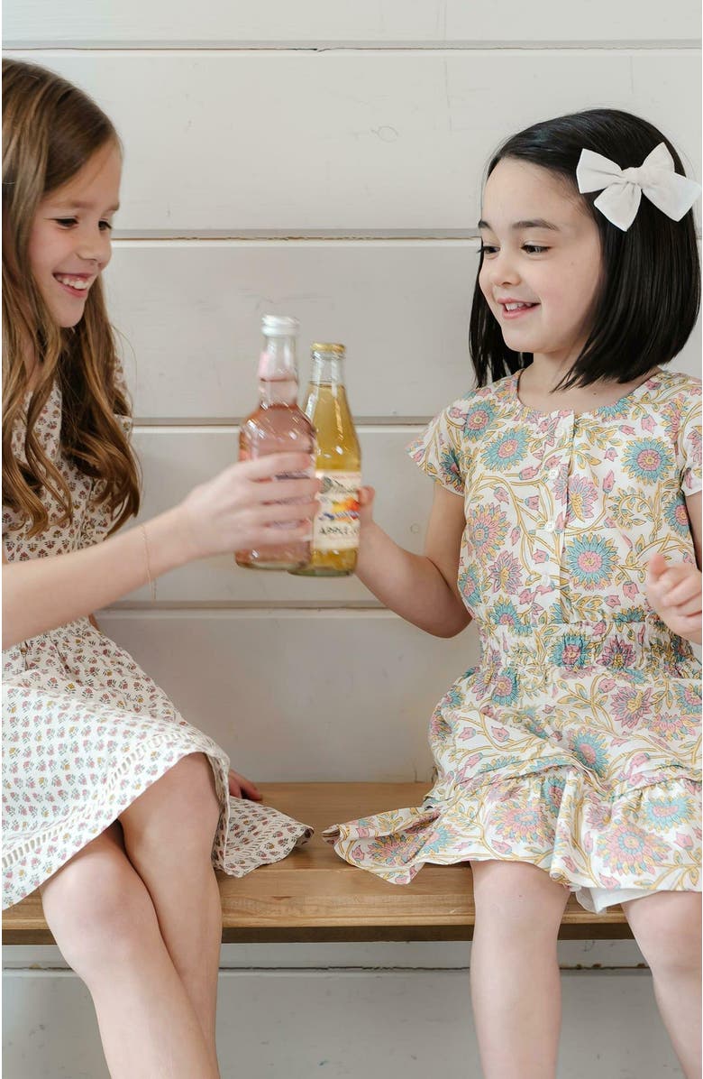 Hope & Henry Girls' Organic Short Sleeve Split Neck Tiered Dress, Toddler, Alternate, color, 