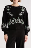 ELIE ELIE TAHARI Floral Embrodiered Sweater
