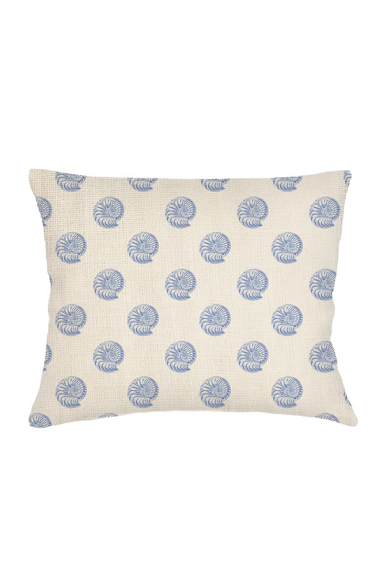 Nautilus Shell Linen Dutch Euro Pillow 28x36 with Down Alternative Insert, Main, color, Blue