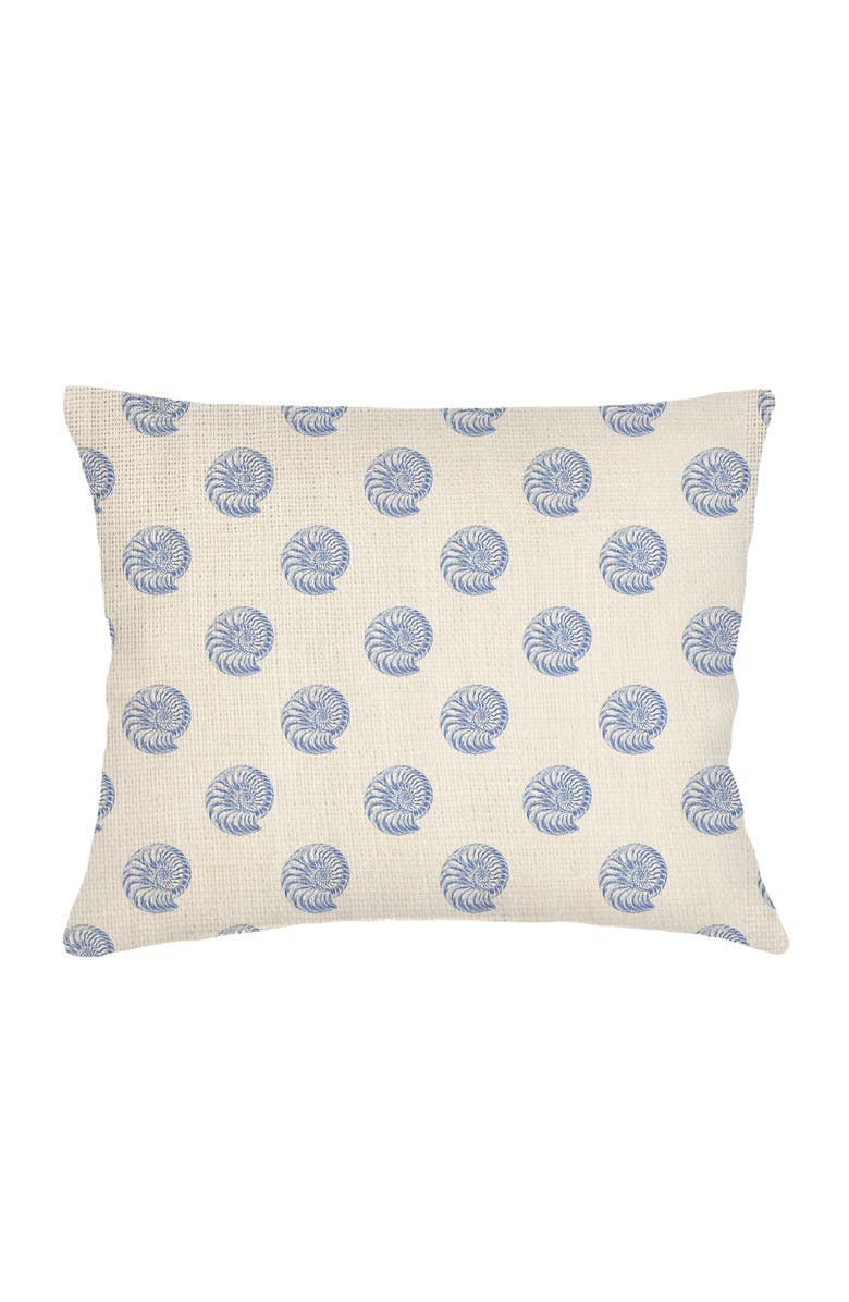 Anaya Nautilus Shell Linen Dutch Euro Pillow 28x36 with Down Alternative Insert, Main, color, Blue
