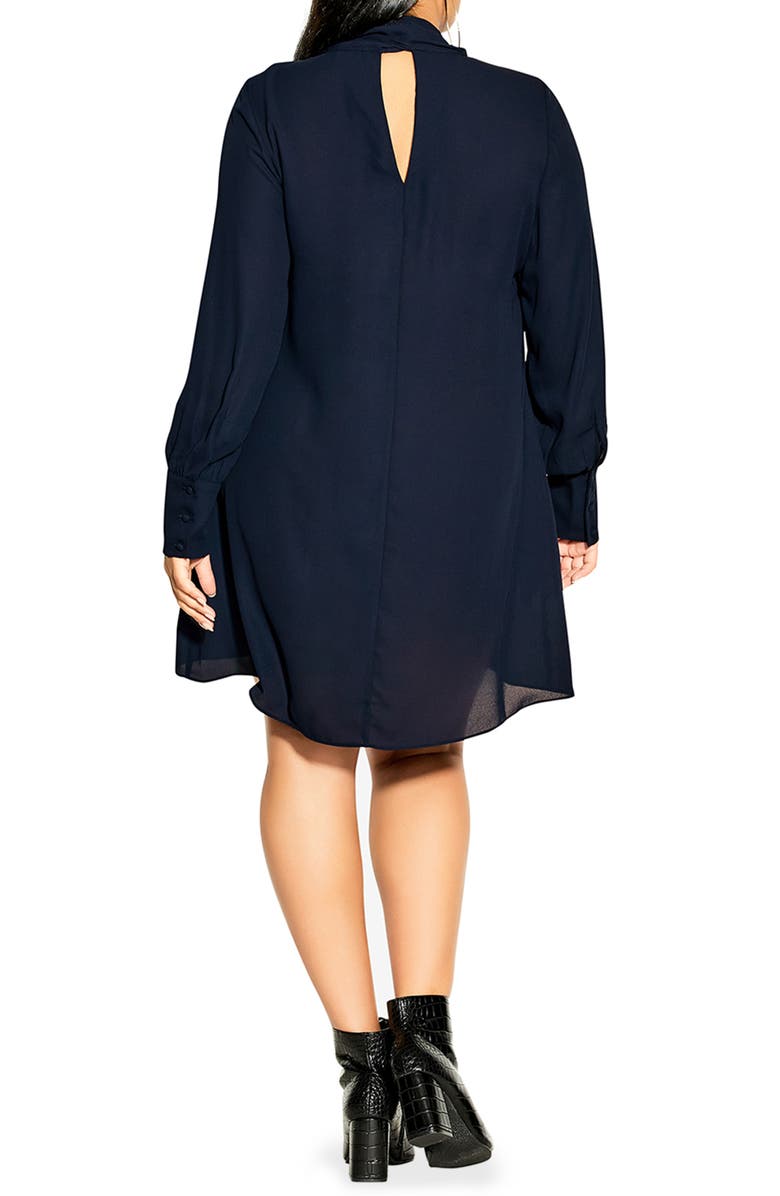 City Chic Tie Neck Long Sleeve Minidress, Alternate, color, 