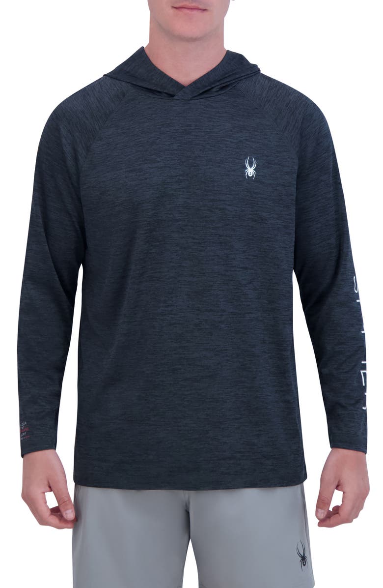 Spyder Long Sleeve Hooded Rashguard, Main, color, Black
