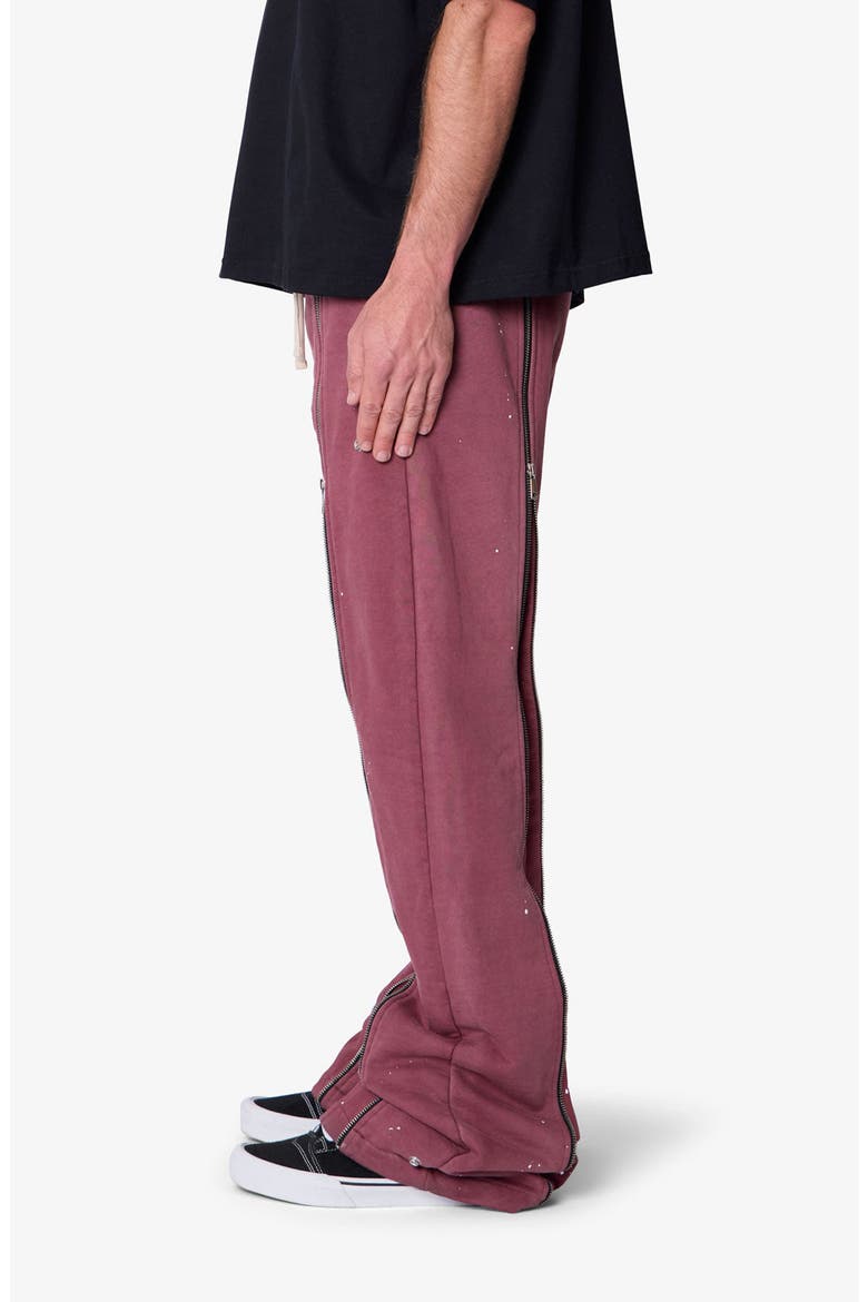 Rivet Zipper Flare Sweatpants, Alternate, color, RED