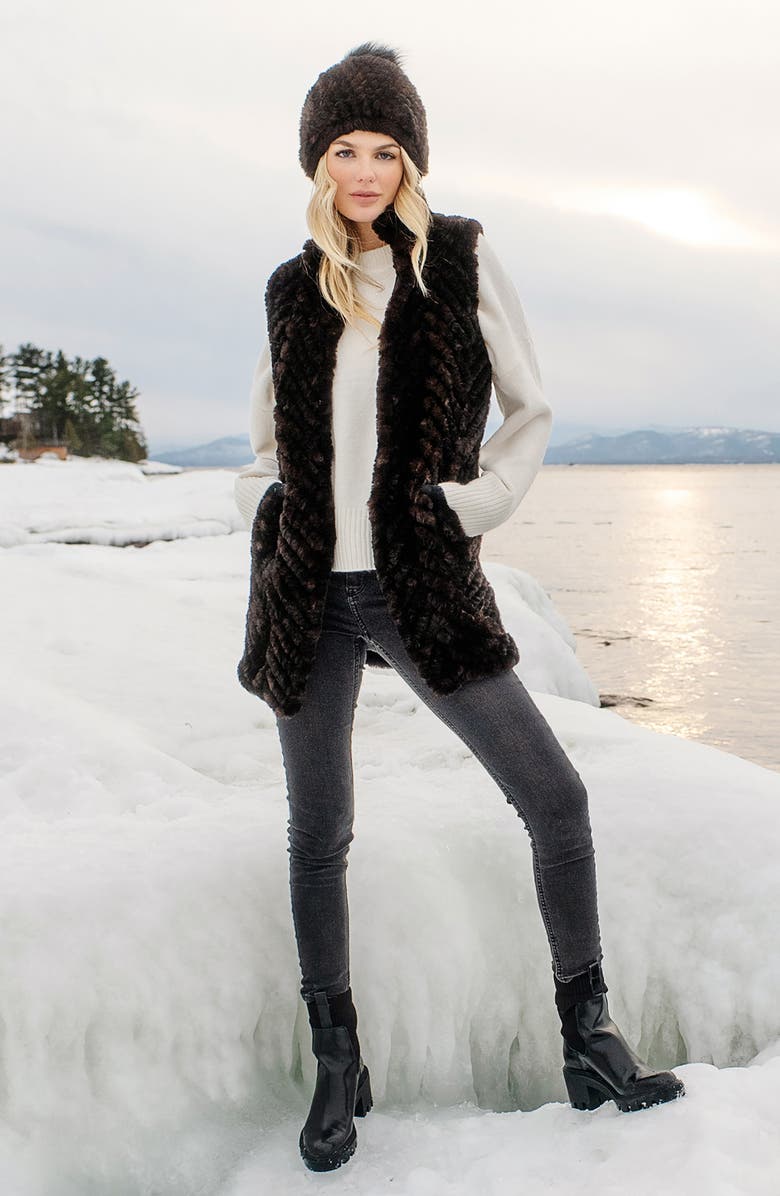 DONNA SALYERS FABULOUS FURS Gemma Quilted Faux Fur Vest, Alternate, color, 
