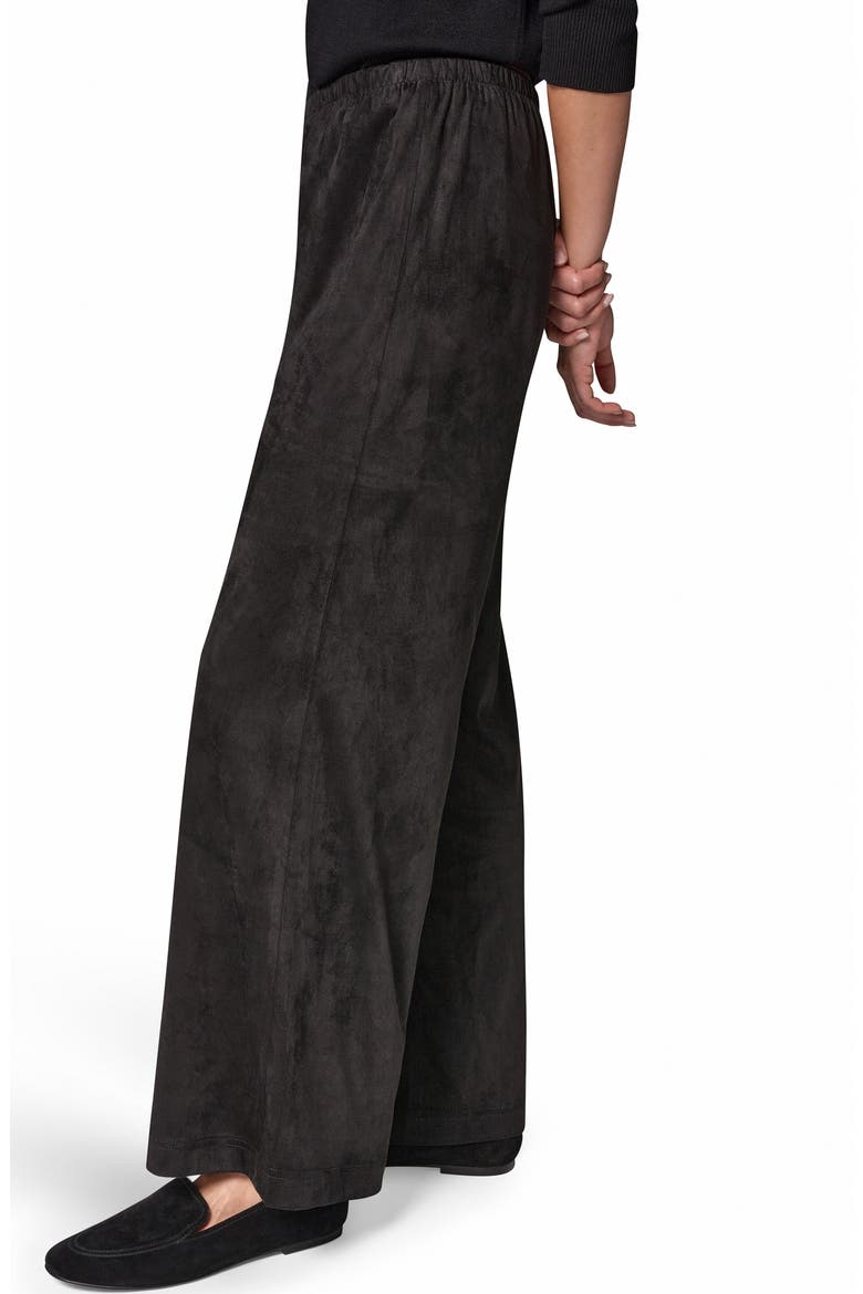 Microsuede Mid Rise Wide Leg Pants, Alternate, color, BLACK