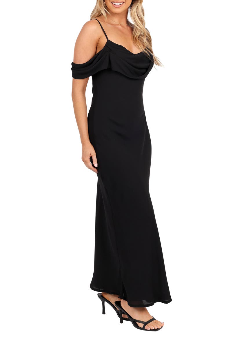 Kamryn Cowl Neck Cocktail Dress, Alternate, color, BLACK