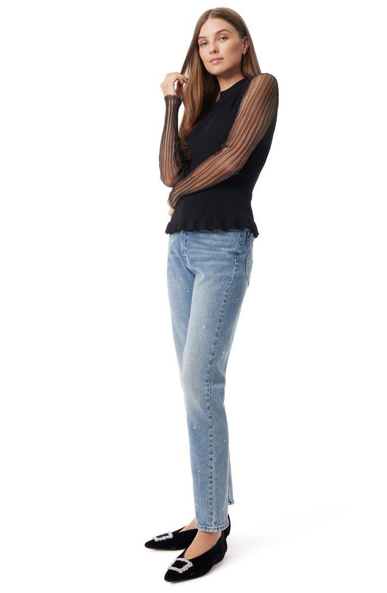 Sam Edelman Aubree Pleated Mesh Sleeve Ribbed Sweater, Alternate, color, 