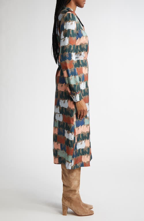 Shop Lafayette 148 New York Painter's Palette Print Long Sleeve Silk Shirtdress In Concrete Multi