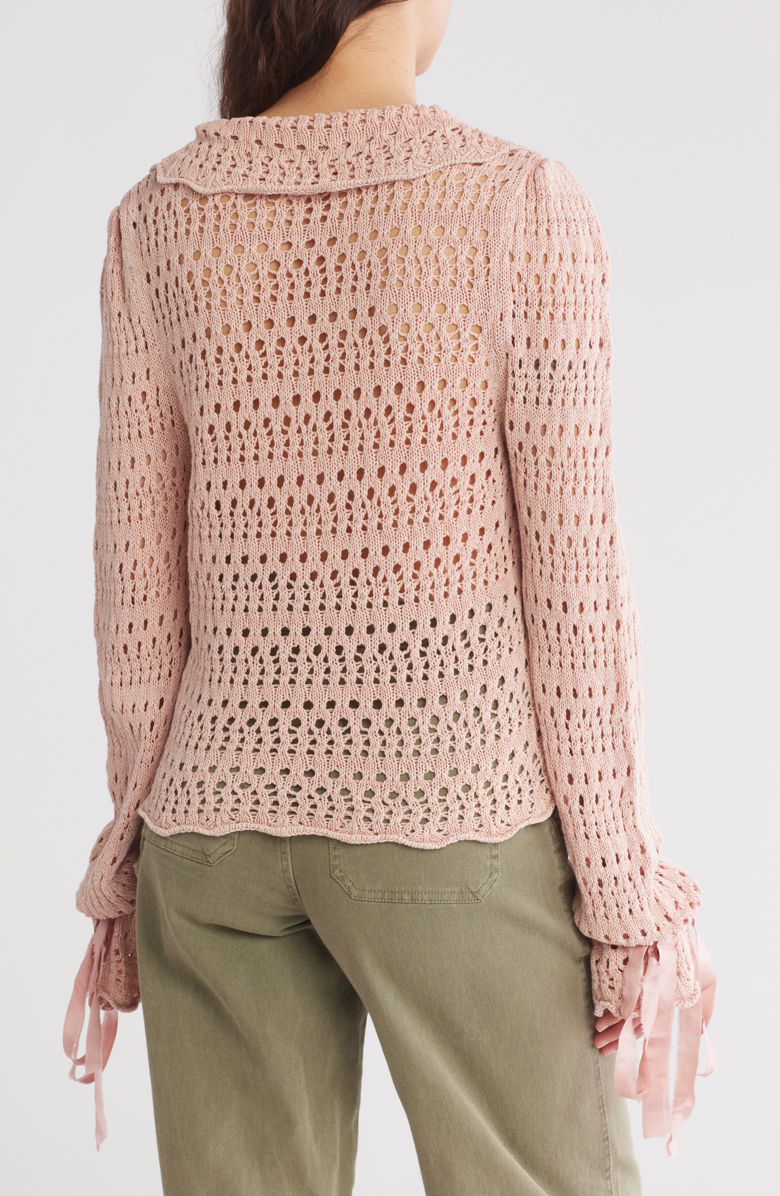 Open Stitch Cotton Polo Sweater - image 2