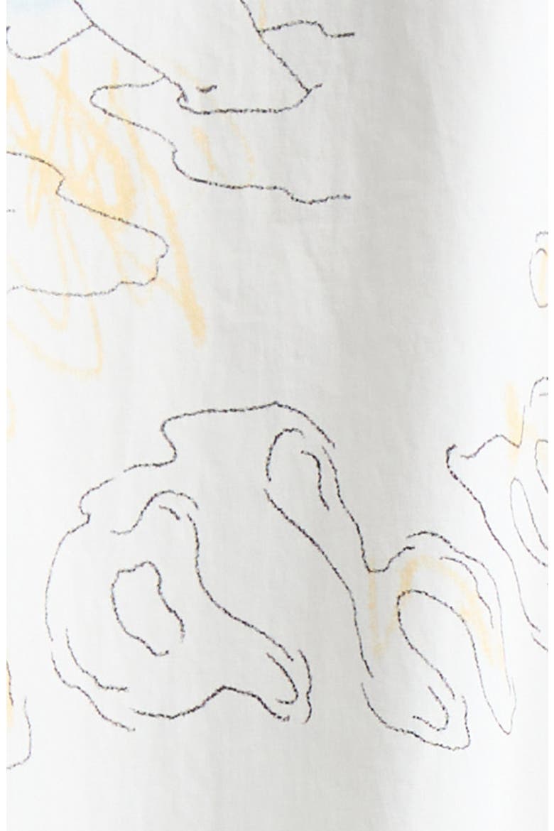 Oversize Scribble Short Sleeve Cotton Poplin Button-Up Shirt, Alternate, color, WHITE POPLIN