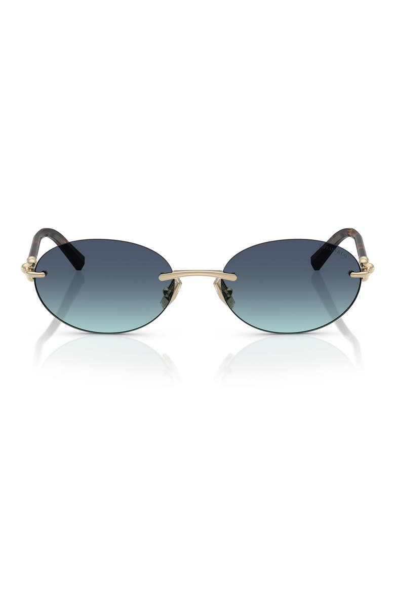56mm Gradient Oval Sunglasses, Main, color, PALE GOLD / AZURE BLUE