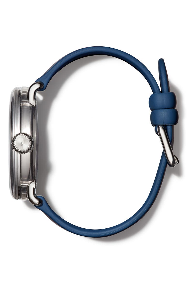 Detrola The Daily Wear Silicone Strap Watch, 43mm, Alternate, color, MIDNIGHT BLUE/ GREY/ SILVER