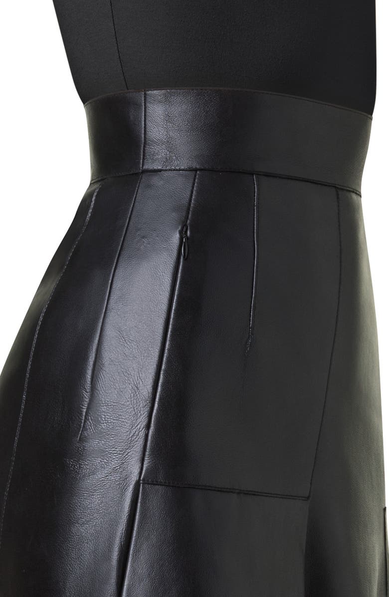 Akris Lacquered Lambskin Leather A-Line Skirt, Alternate, color, 
