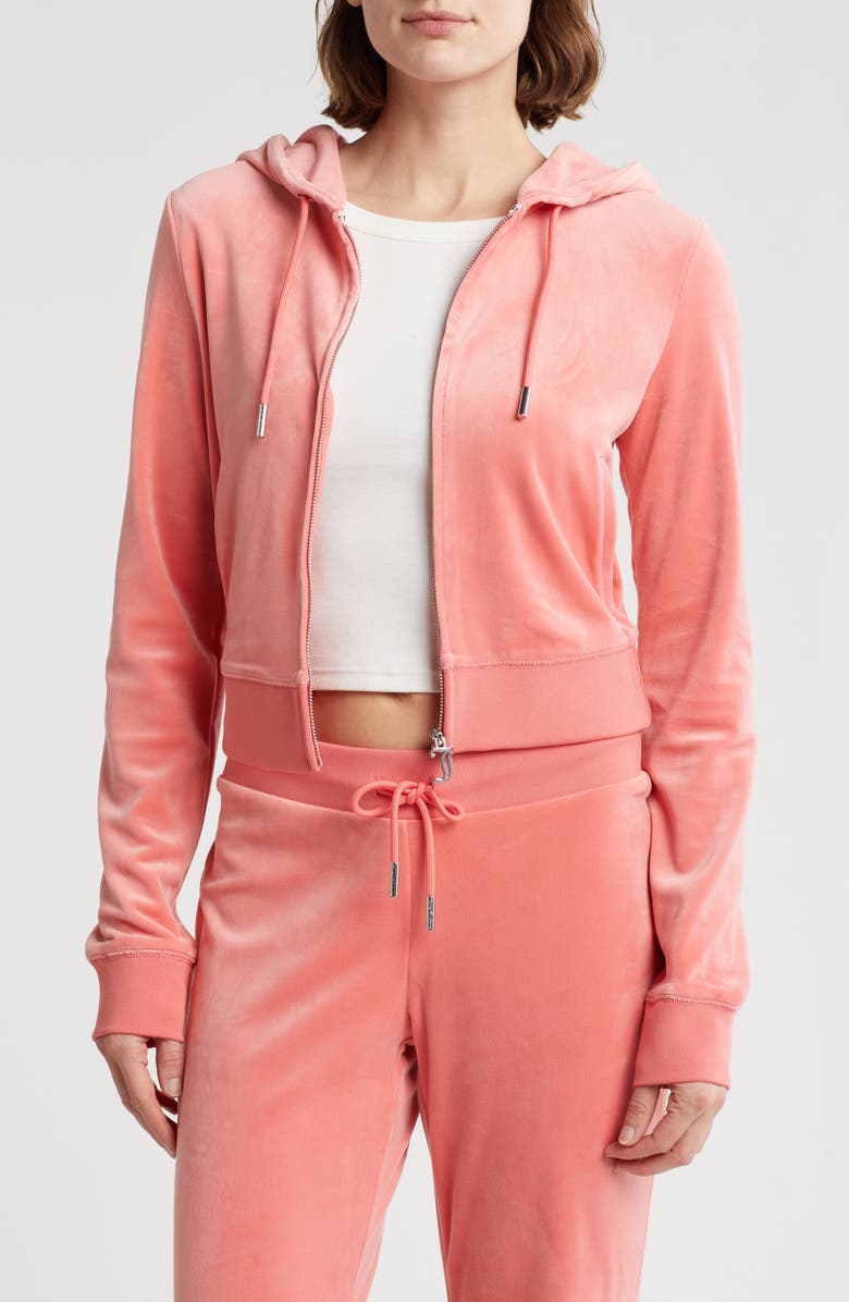 Juicy Couture Heritage Velour Zip-Up Hoodie, Main, color,