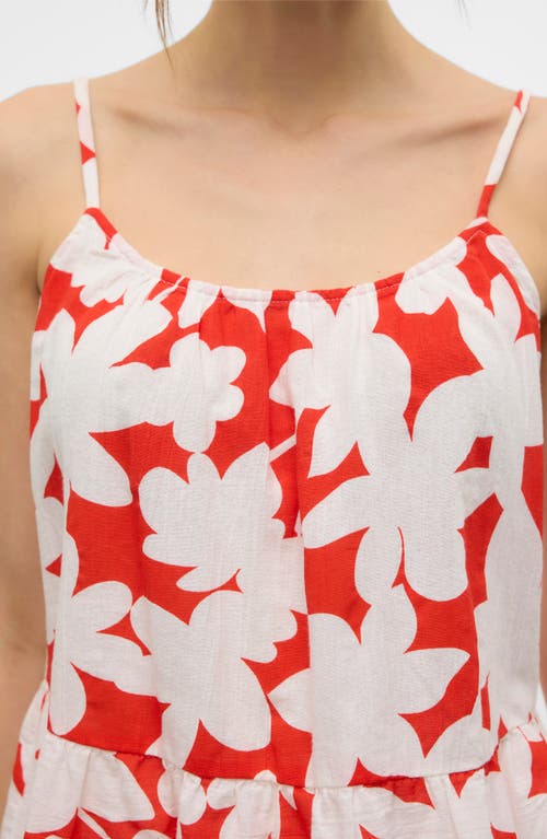 Vero Moda Dicthe Floral Peplum Organic Cotton Camisole In Fiery Red Aoploa