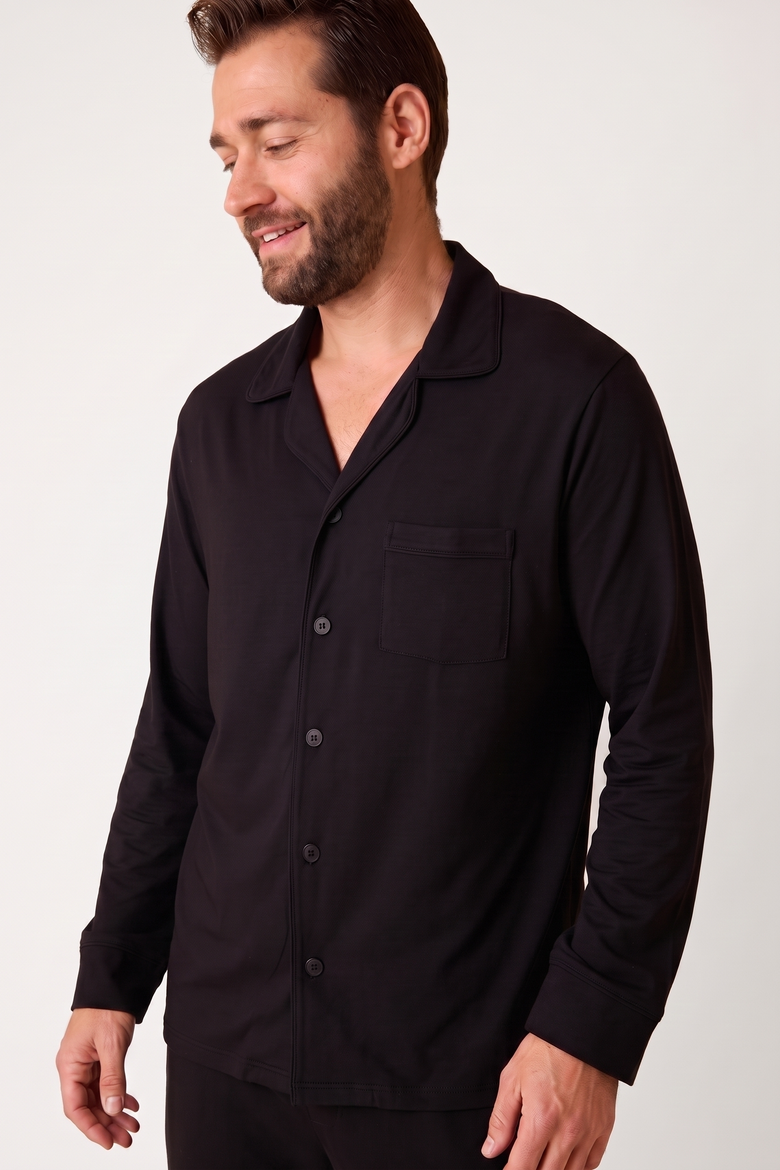 Classic Solid Jersey Knit Pajama Set, Alternate, color, Black