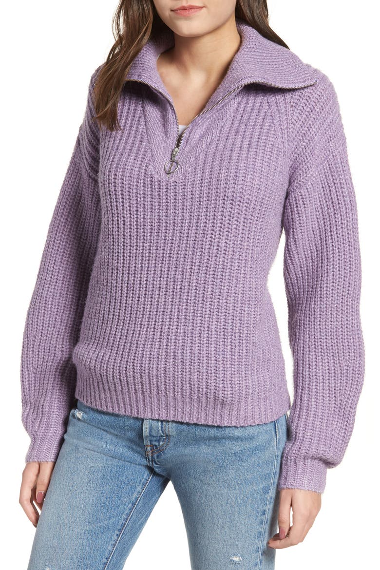 Quarter Zip Sweater, Main, color, PURPLE WAVE