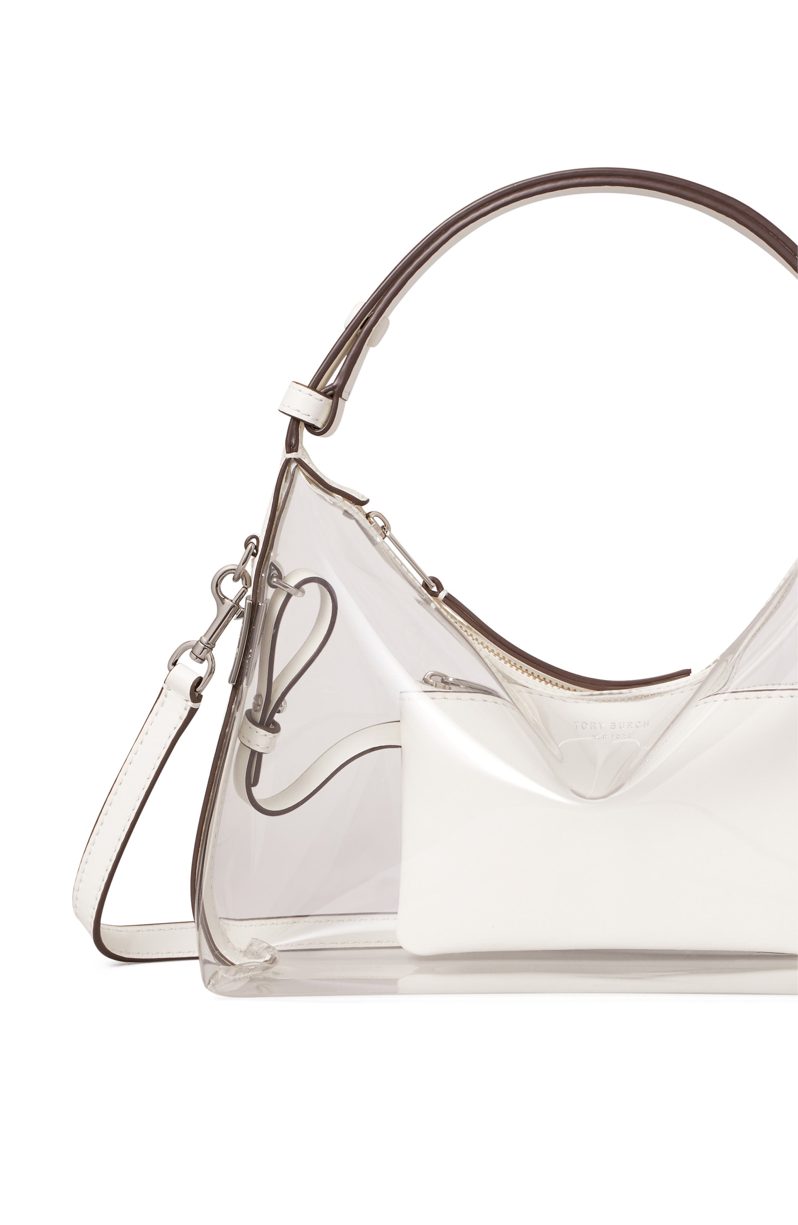 Tory Burch Mellow Transparent Shoulder Bag, Alternate, color, Clear Water