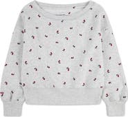 abercrombie kids Kids' Cherry Print Off the Shoulder Sweatshirt