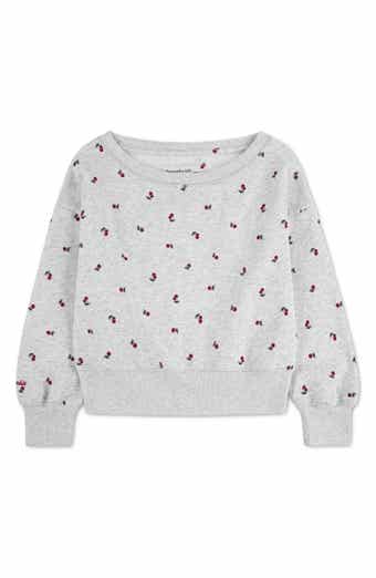 Kids' Cherry Print Off the Shoulder Sweatshirt