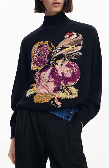 Desigual Embroidered Mock Neck Sweater
