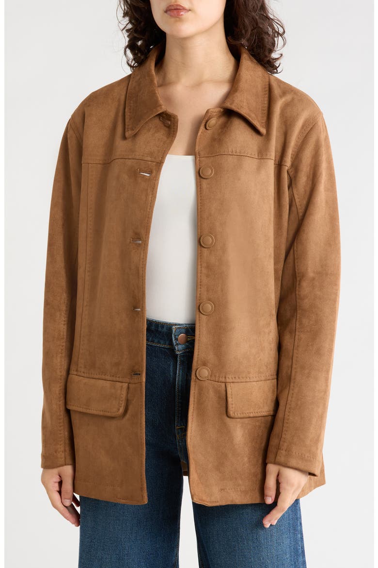 Faux Suede Barn Jacket, Main, color, VICUNA