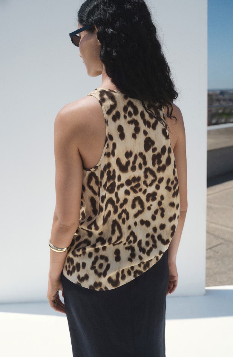 MANGO Bernie Leopard Print Tank, Alternate, color, Light Beige