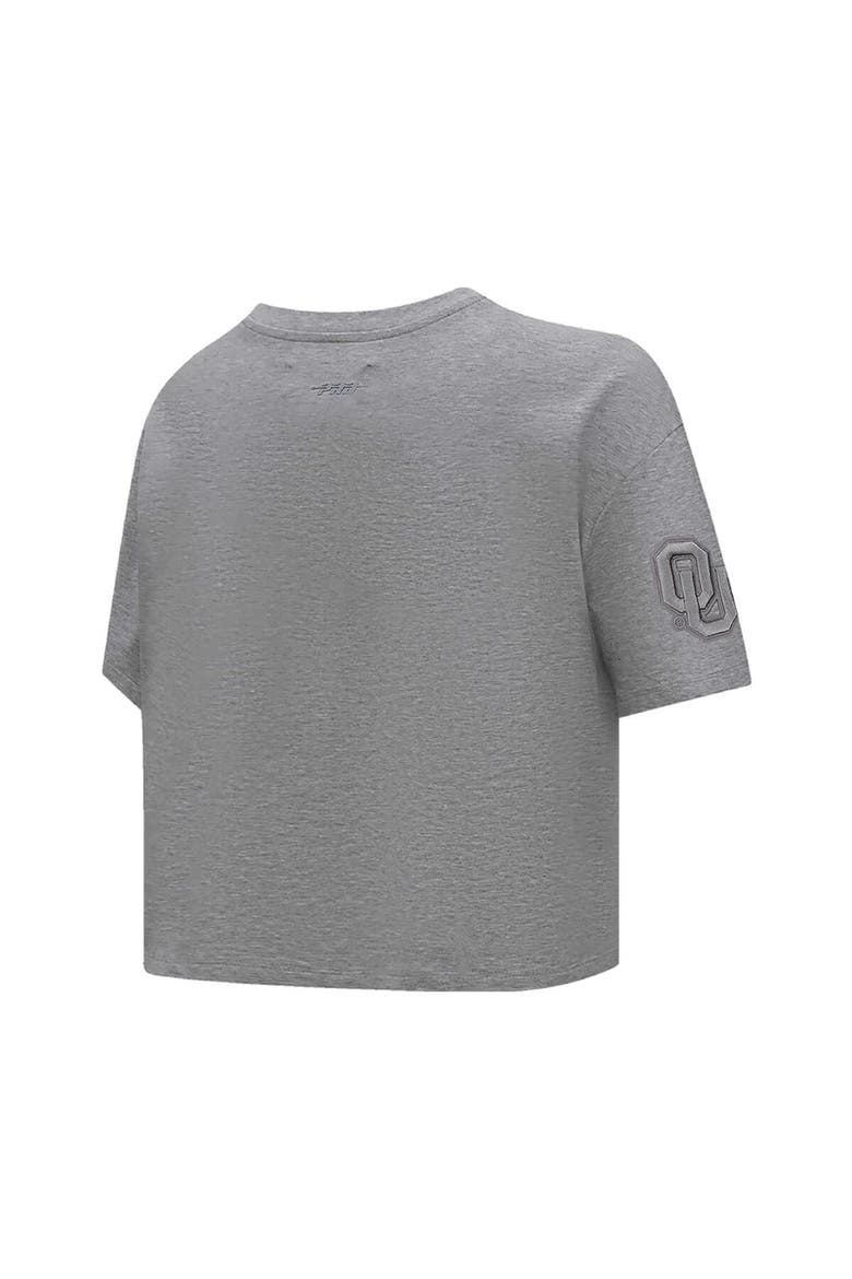 Women's Pro Standard Heather Charcoal Oklahoma Sooners Tonal Neutral Boxy Cropped T-Shirt, Alternate, color, Heather Charcoal