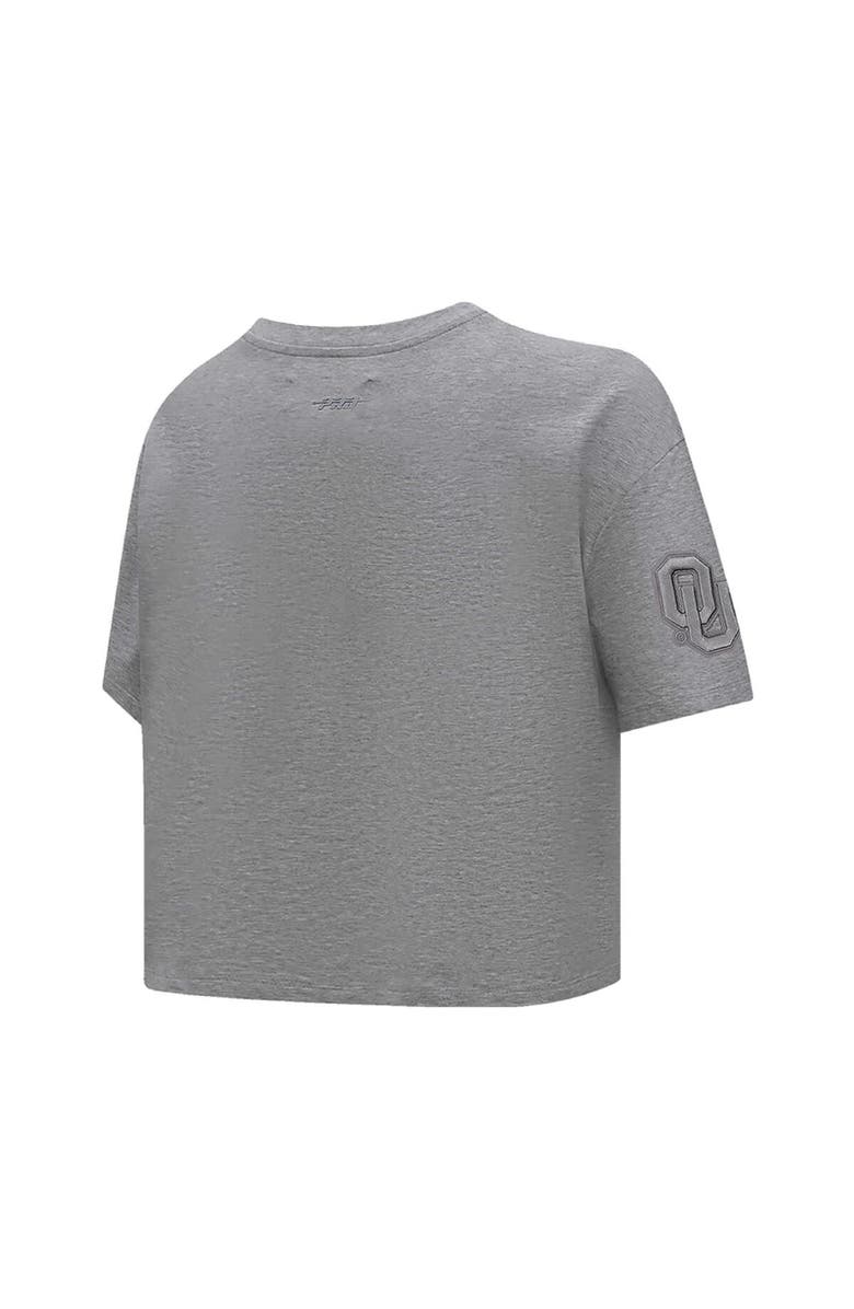 PRO STANDARD Women's Pro Standard Heather Charcoal Oklahoma Sooners Tonal Neutral Boxy Cropped T-Shirt, Alternate, color, Heather Charcoal