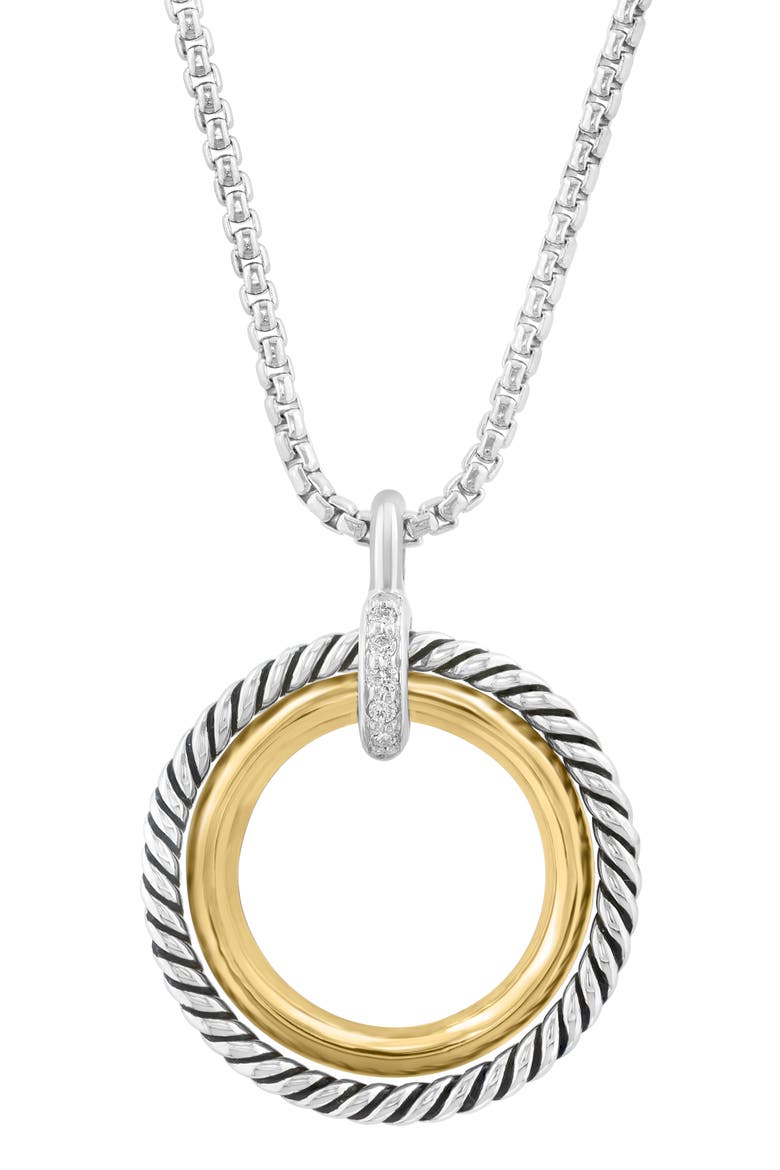 Two-Tone Pavé Diamond Open Circle Pendant Necklace, Main, color, GOLD