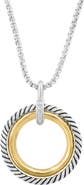 EFFY Two-Tone Pavé Diamond Open Circle Pendant Necklace