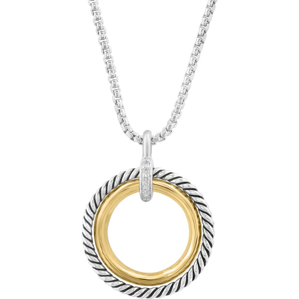 EFFY Two-Tone Pavé Diamond Open Circle Pendant Necklace in Gold at Nordstrom Rack, Size 18"