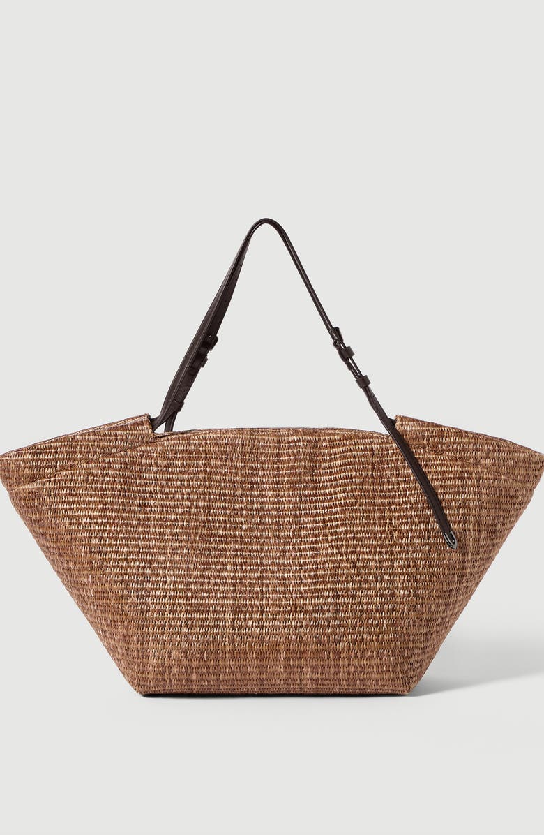 Brunello Cucinelli Raffia large panier shopper, Alternate, color, Light Brown