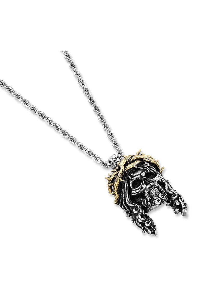 Jesus Skull Piece Pendant, Alternate, color, Silver/gold