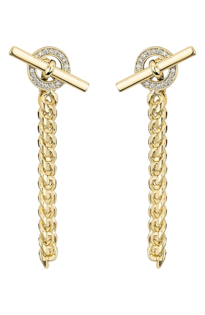 ATHRA LUXE Pavé Toggle Front/Back Earrings, Main, color, Gold