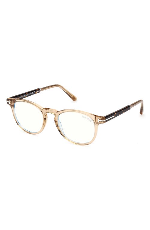 Tom Ford 49mm Round Blue Light Blocking Optical Glasses In Multi