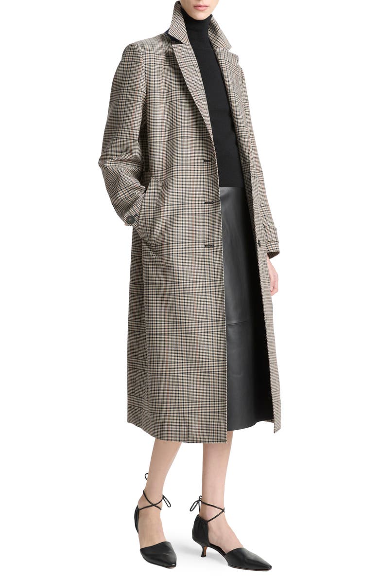 Vince Pressed Plaid Wool Blend Coat, Alternate, color, Multi Plaid