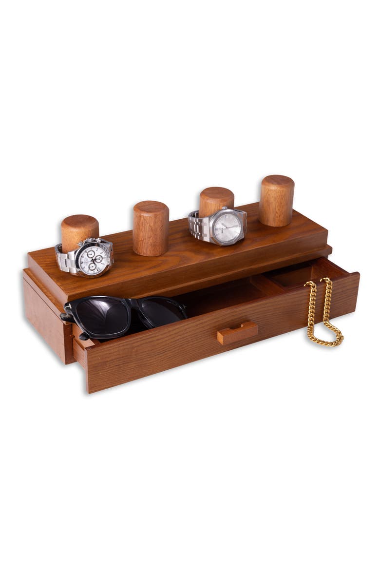 Wood & Acrylic Watch Case, Alternate, color, BROWN