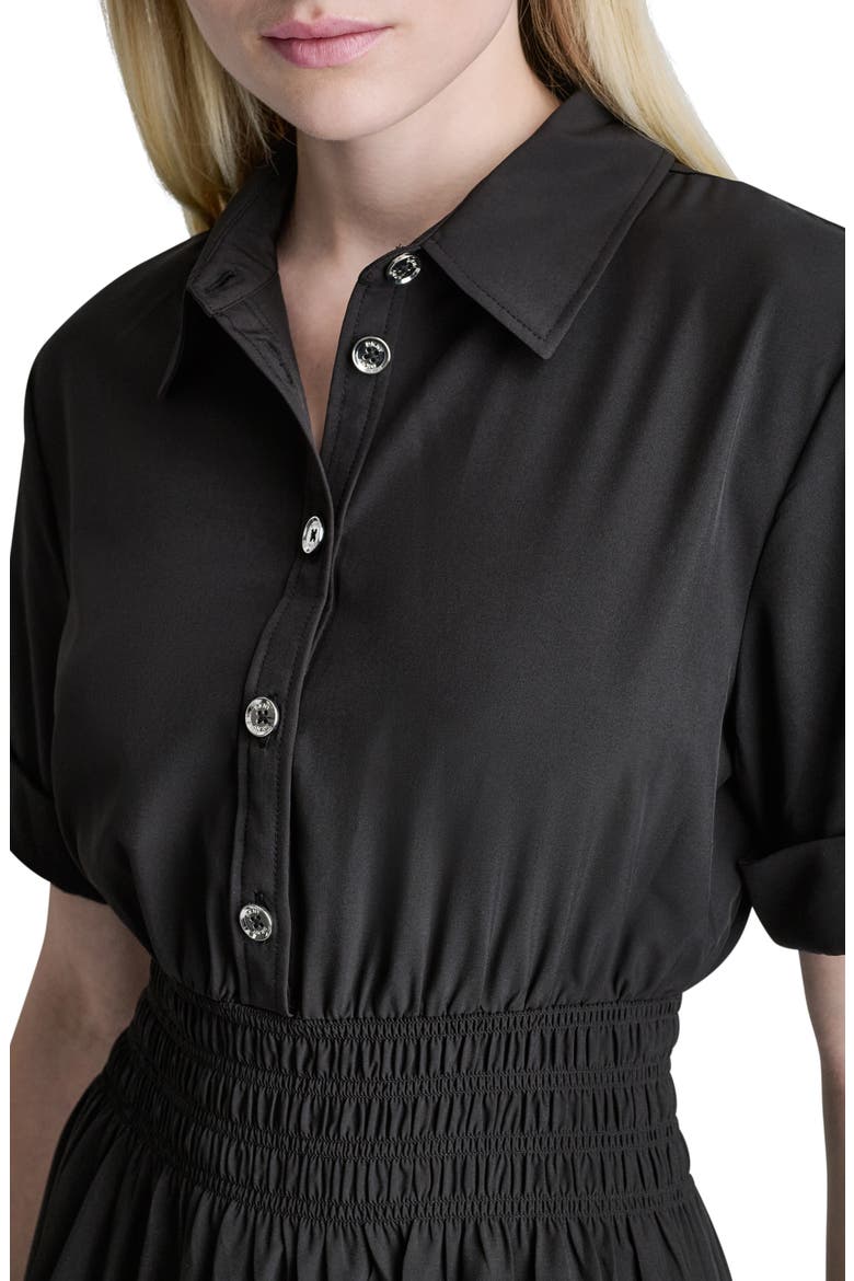 Smocked Waist Short Sleeve Dress, Alternate, color, BLACK